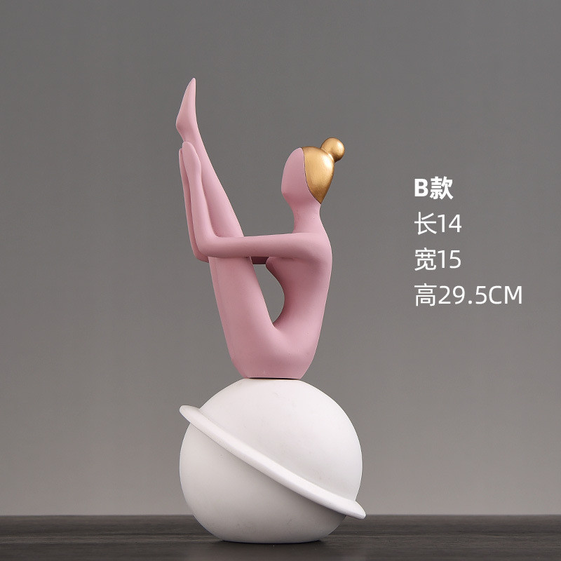 馆卧室房间布置床头柜瑜伽小人物摆件装饰工艺品禅意摆设家居饰品