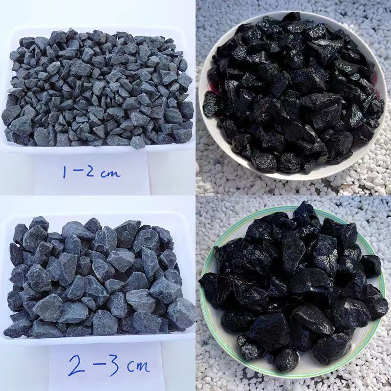 厂家供应黑色石子园林景观装饰用黑色砾石河道填充大块黑色石子