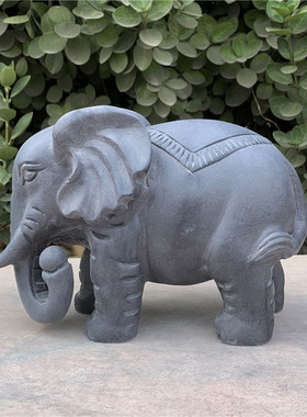 雕刻摆件石雕象青石象一对石材石象大象家用门口摆放工艺品石头象