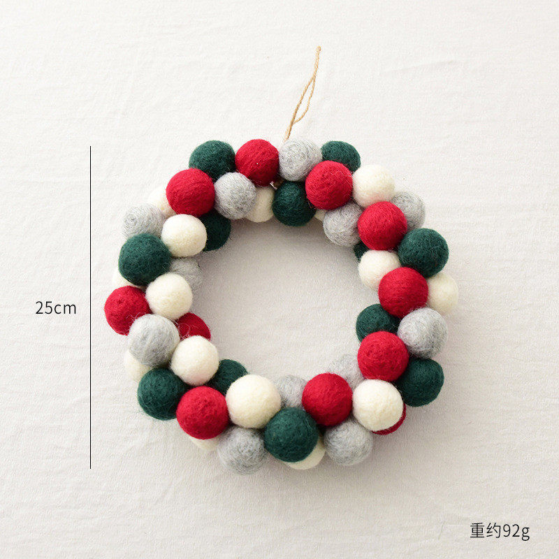 圣诞羊毛毡装饰品迷你圣诞树桌面摆件diy羊毛球串圣诞花环装饰品