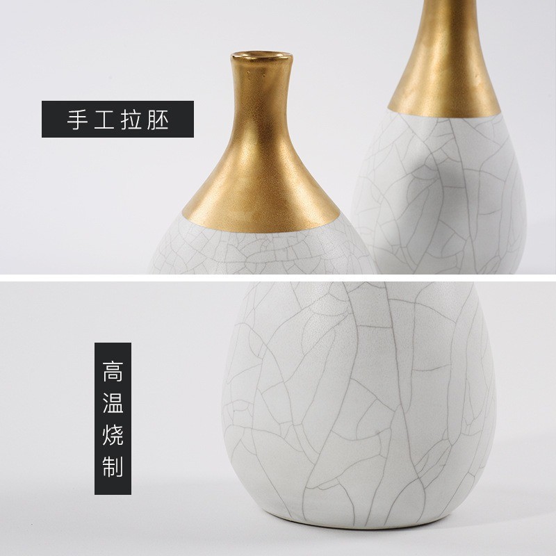 热销客厅新中式陶瓷花器摆件样板房轻奢书柜博古架电视柜花瓶软装