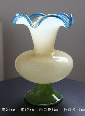 中古侘寂风家居拼色风灯花瓶芬客厅装饰赫本风玻璃花瓶简欧顿合集