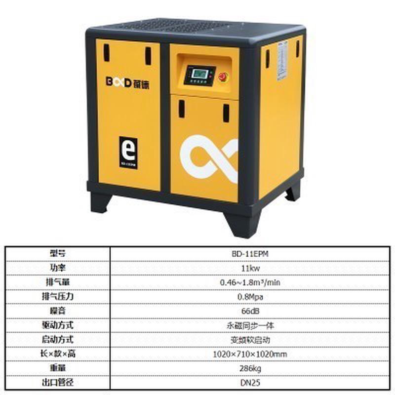 螺杆式空压机7.5/11/1522kw37千瓦55永磁大型空气压缩机变频厂家