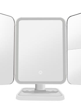 新款led化妆镜台灯三面折叠度感应180触摸旋转放大镜现货美妆镜