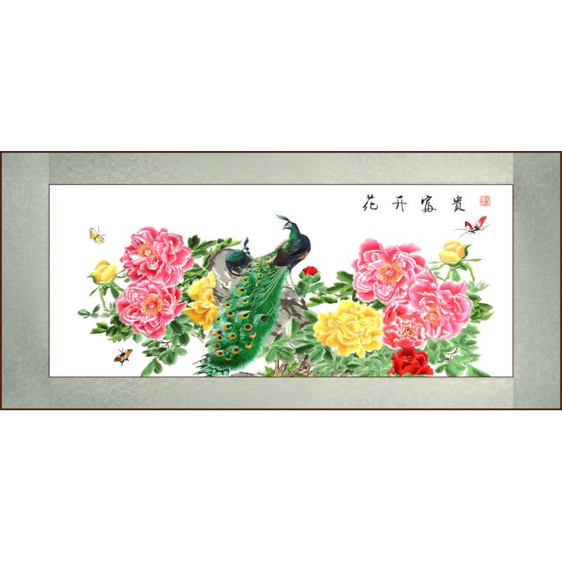 新中式风格牡丹刺绣装饰画挂画和风春色满神州牡丹古典靠山