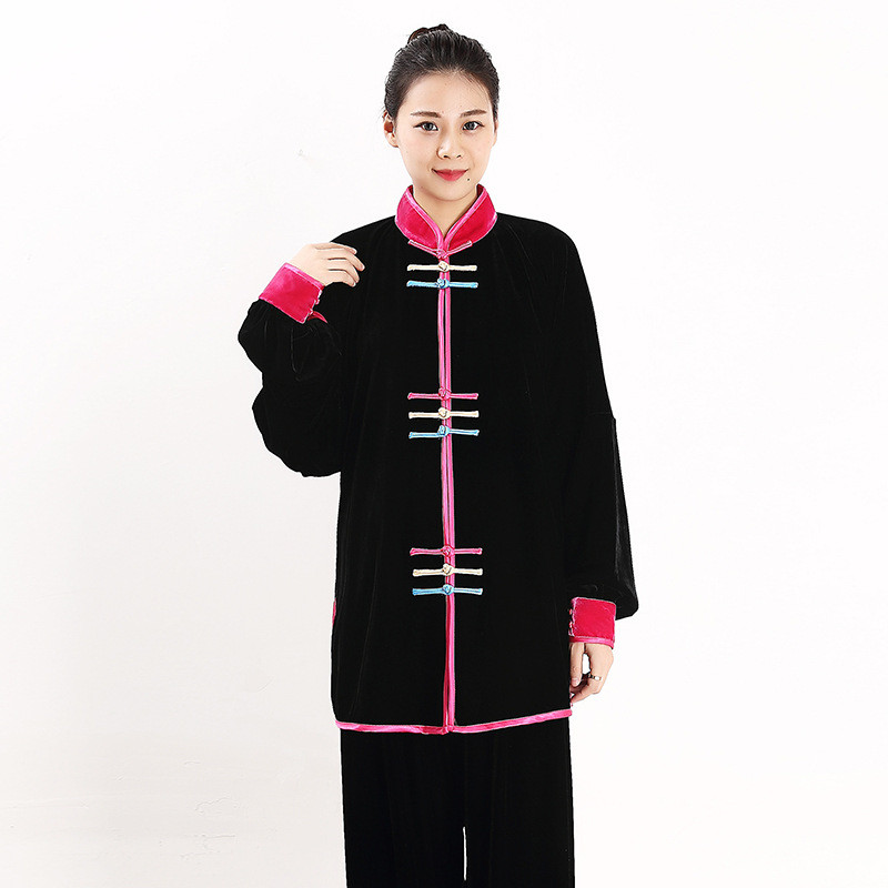 宏极秋冬彩扣太极服中老年不倒晨练保暖绒武术服加厚加密