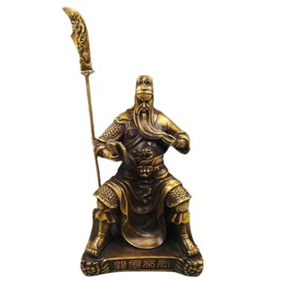 黄铜坐关公像读书关公像黄铜坐椅武金属工艺品铜2561人物家居通