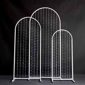 新款路引道具铁艺彩虹婚庆高山流水拱门婚礼舞台布置几何花器摆件