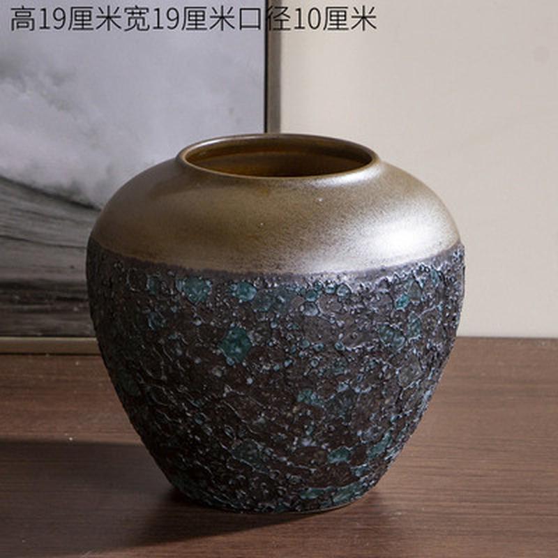 景德镇陶瓷花瓶粗陶干花插花做旧饰品陶罐花盆客厅摆件软装土复古