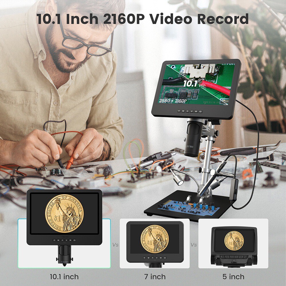热销ad249s-m-se10.1英寸屏2000x三镜头usb电子显微镜数码维修工