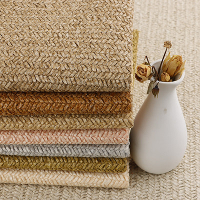 自然色织pp草编草席帽子工艺编织包布料染色功能性编织面料批发