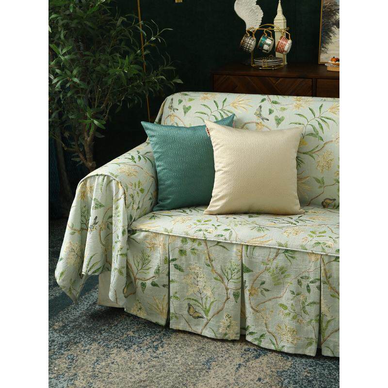 1pkn防现代美式花鸟沙发巾垫套全盖布防尘罩布艺欧式猫抓风格四季
