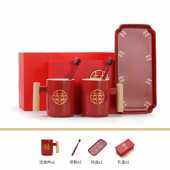 结婚洗漱杯套装 红色陶瓷漱口杯子刷牙杯 一对新婚陪嫁情侣新款