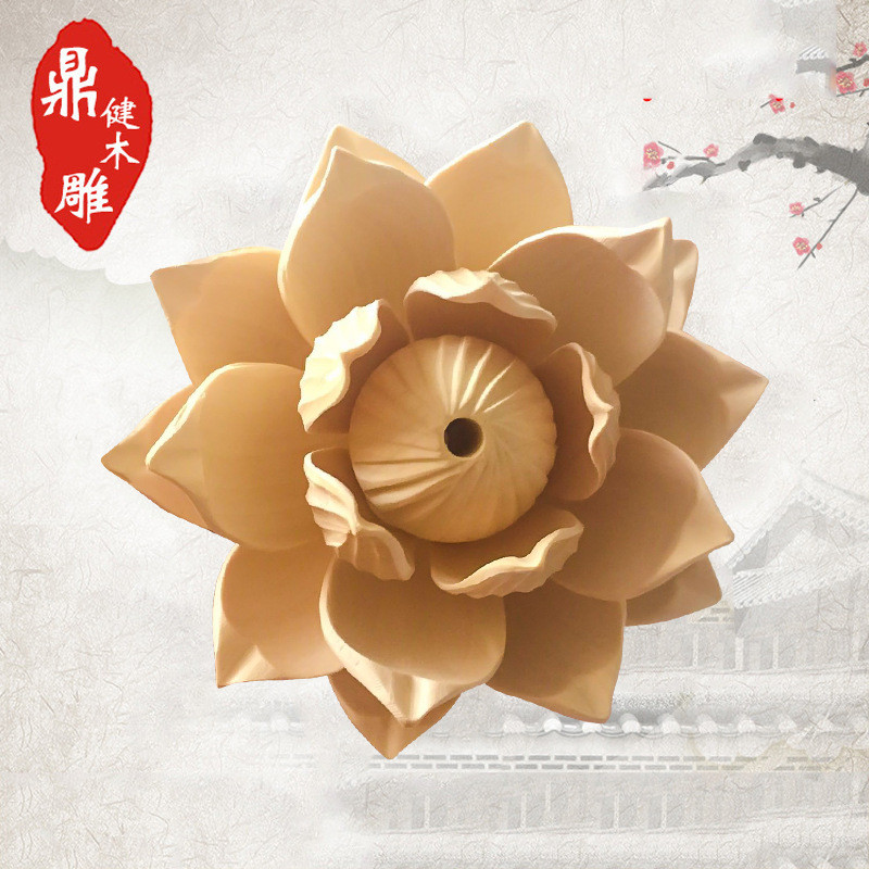 手工木制品yipindiy黄杨木莲花车挂件创意饰品工艺品摆件