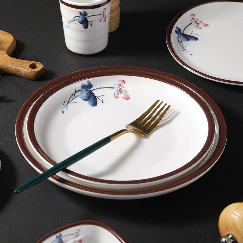 热销密胺餐具10个装盘子仿瓷酒店餐厅菜盘创意圆形碟子饭店凉商用,餐饮具,餐用托盘,淘宝优惠券,粉丝福利购,淘宝优惠卷