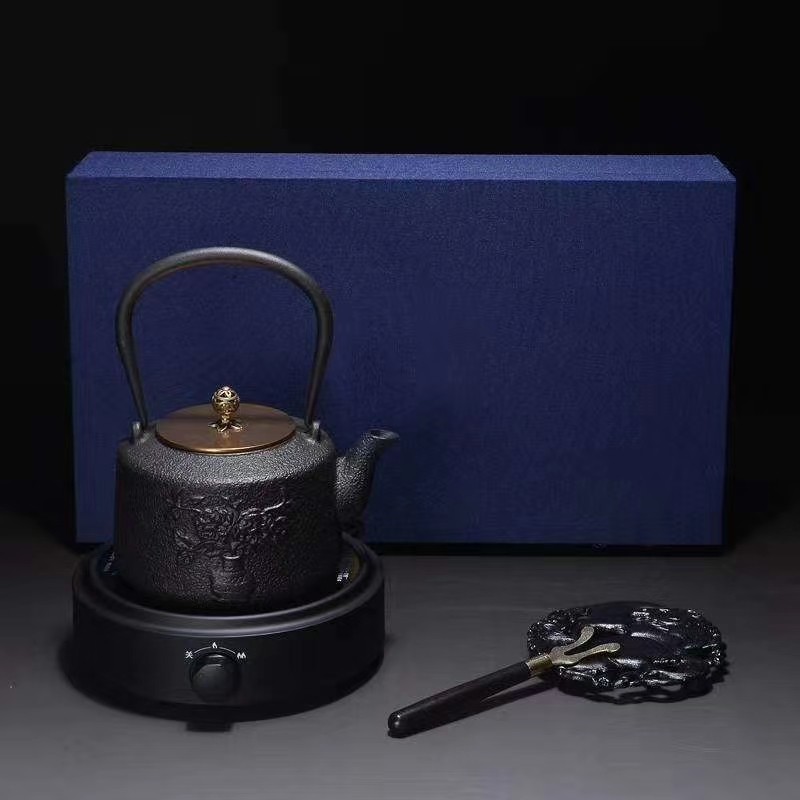 一茶壶套装一壶一炉铸铁垫一叉生铁壶手工老铁壶套装茶具礼品套装