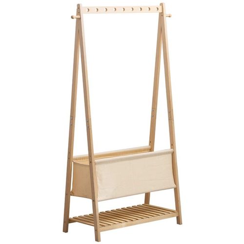 日式卧室衣帽架实木隔夜落地次房间衣收纳架子床边放衣服挂衣架净