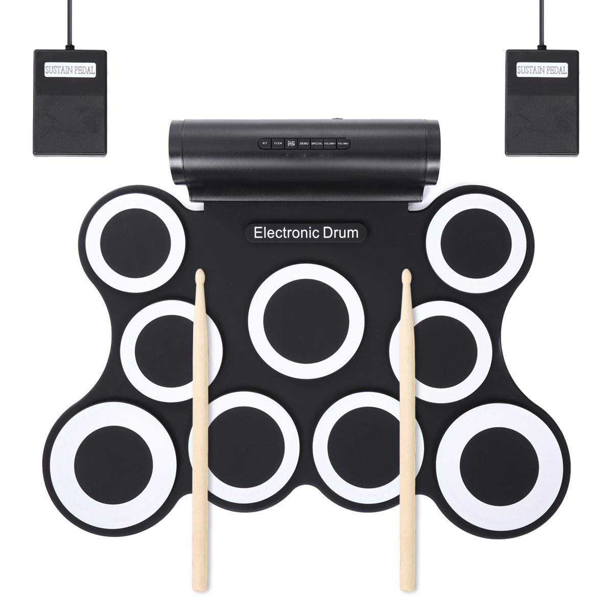9-Pad Foldable Electronic Drum Set 手卷电子鼓架子鼓乐器