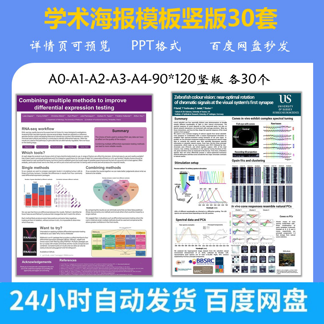 学术海报模板A0A1A2A3A4 90*120竖版30套poster会议壁报【英】