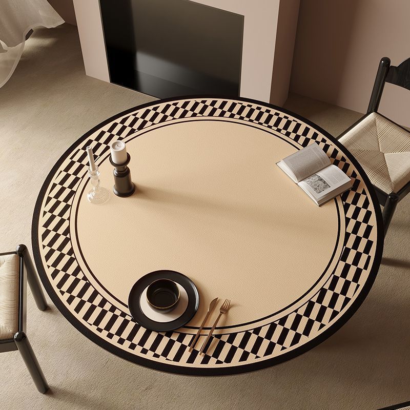 法式皮革桌垫轻奢高级感圆形茶几垫氛围防烫免洗防水防油感餐桌垫