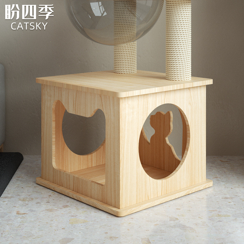 实木猫爬架猫窝猫树一体太空舱剑麻通天柱不占地猫架猫别墅猫抓板