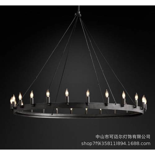 美式工业风复式客厅灯创意餐厅现代简约别墅挑高楼层大气复古吊灯