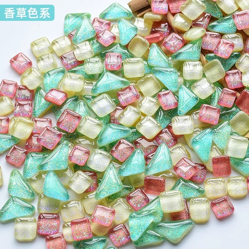 彩色闪粉水晶自由石马赛克散diy手工粒儿童亲子创意拼贴材料配件