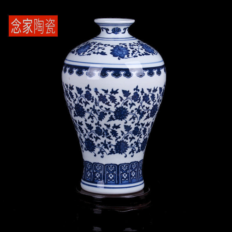 厂家批发景德镇装饰品仿古青花瓷中式家居客厅陶瓷花瓶摆件