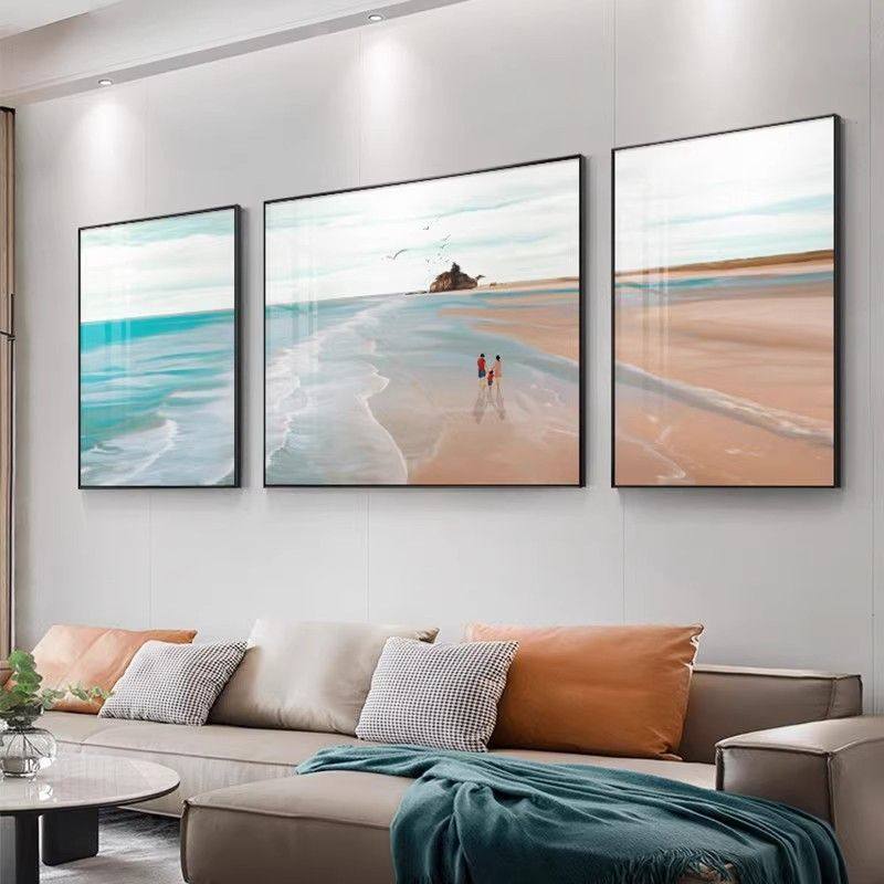 现代抽象北欧简约轻奢日出挂画客厅装饰画沙发背景墙三联画壁画,家居饰品,现代装饰画,淘宝优惠券,粉丝福利购,淘宝优惠卷