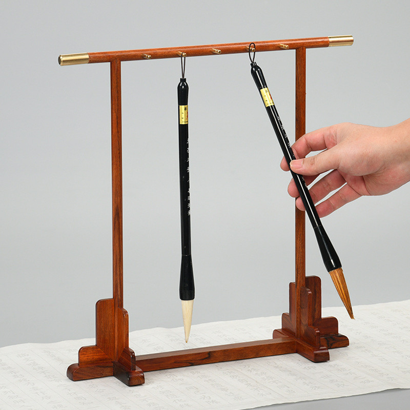 厂家供应文房四宝书法用具笔架酸枝嵌铜毛笔笔架整体挂