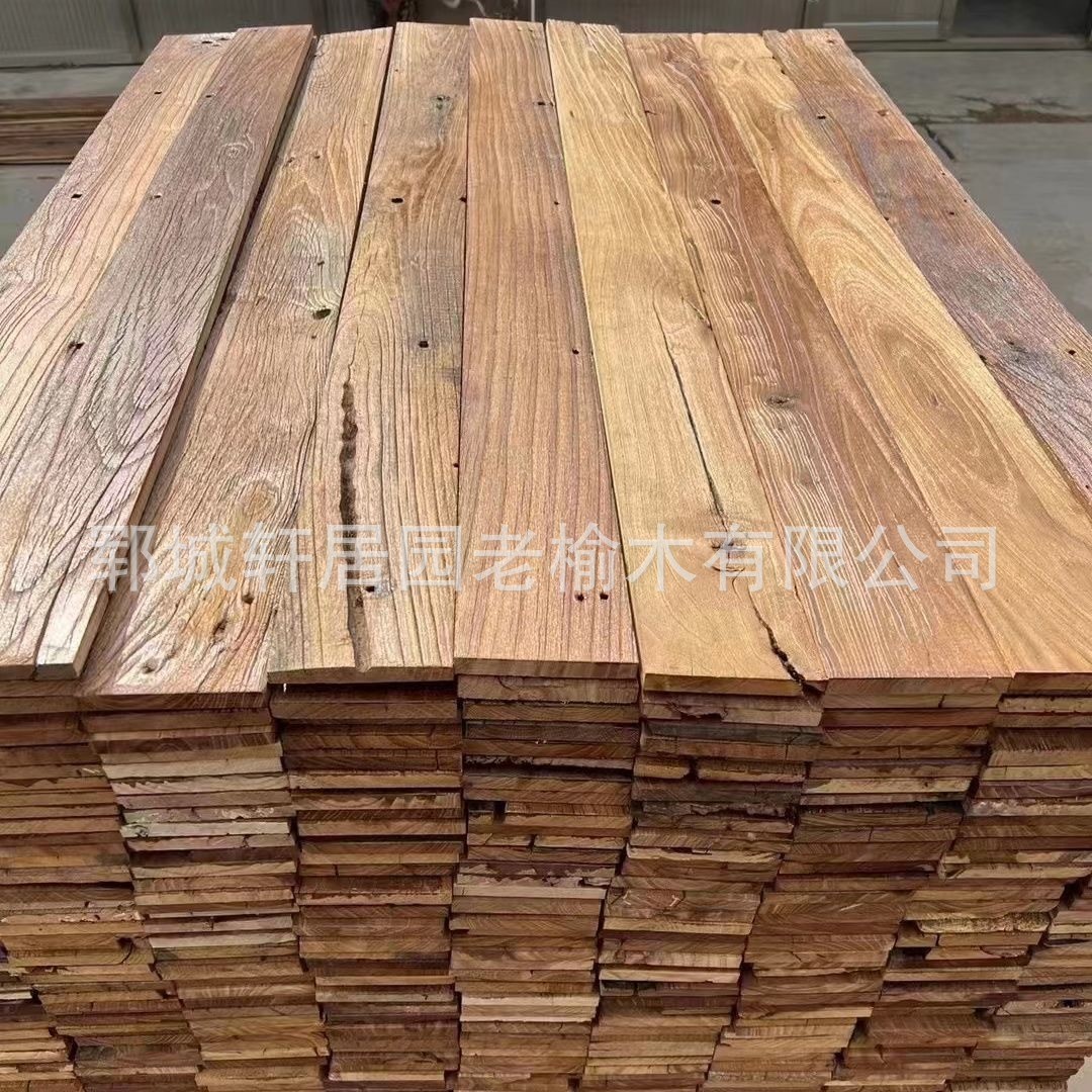老榆木门板茶桌茶台旧木板旧木头实木酒吧民俗复古风化门原木桌子