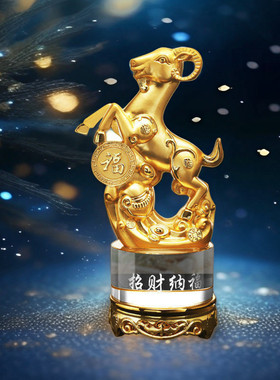 热销供应羊年水晶工艺品摆件工艺品金属三阳开泰雪域明珠藏羚羊摆