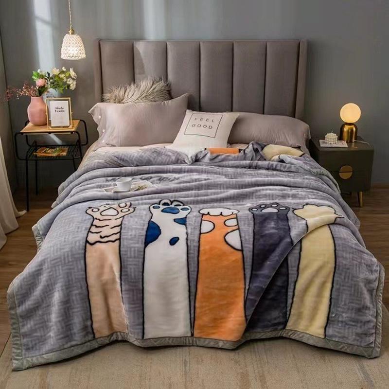 厂家批发拉礼品毛毯冬季加厚保暖空调午睡盖毯双人法兰绒舍尔毯子