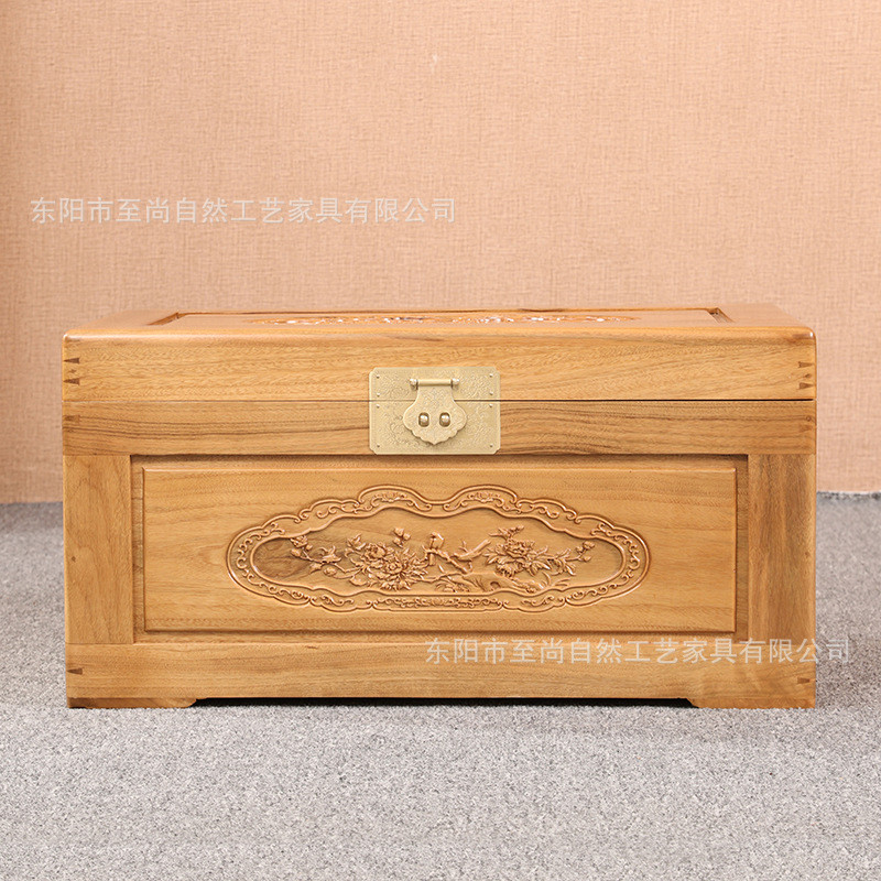 东阳木雕全中式箱子批发储物衣箱香樟木雕花箱字画收纳结婚陪嫁箱