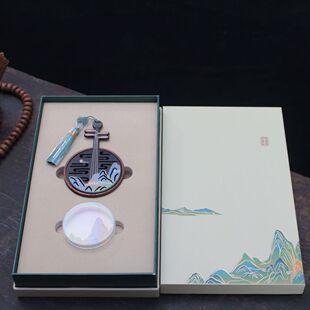 琵琶便携木质盘香炉室内家用团扇香薰炉月琴实木檀香炉礼品中国风