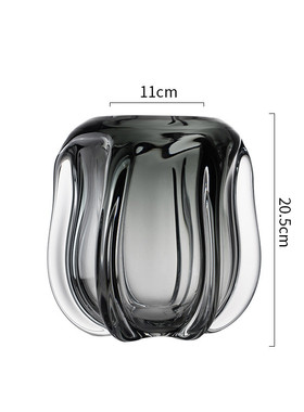 琉璃插创意简约现代轻奢样板房客厅餐桌花瓶干花玻璃软装饰品摆件