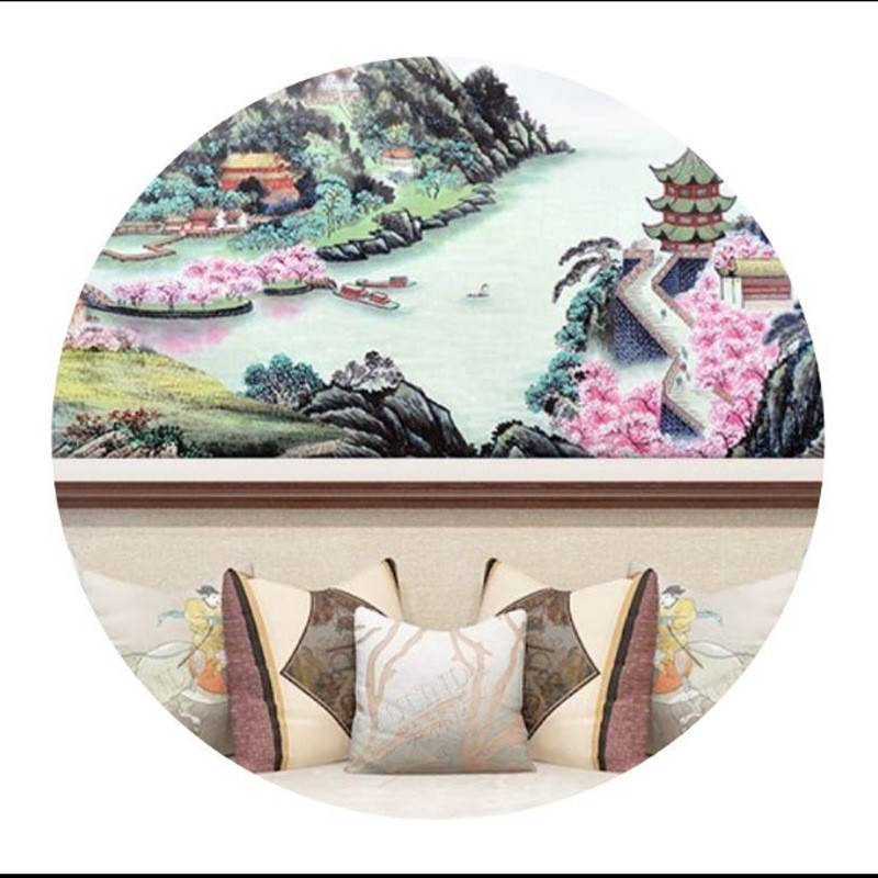 厂家直销锦绣山河壮丽版十字绣新款客厅满绣印花山水画线绣版风景