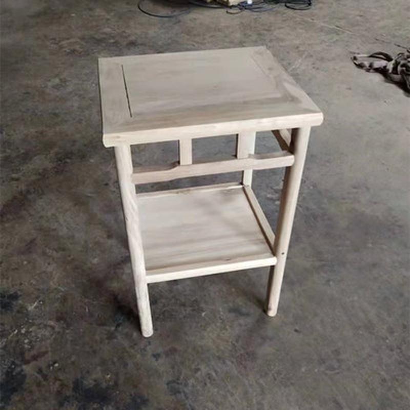 新中式北白茬花架花架角几榆木椅子三件套小茶几白胚坯全实木边几