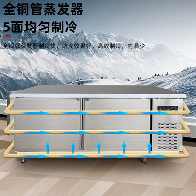 冰柜双温双箱 冷藏冷冻平冷柜厨房卧式不锈钢工作台保鲜柜商业用