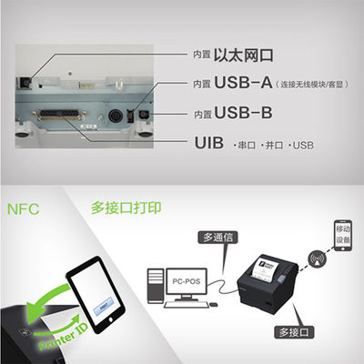 EpsonTM-T88VI智能热敏票据打印机高速350mm/s打印NFC配对打印