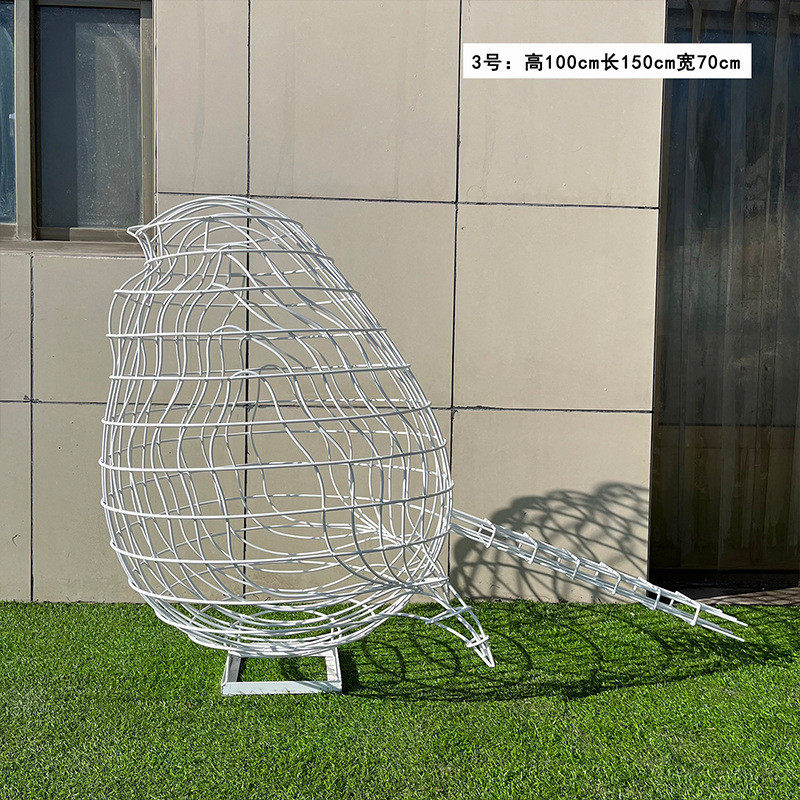 景观不锈钢鸟雕塑公园绿地装饰摆件动物景观大型户外镜面几何雕塑