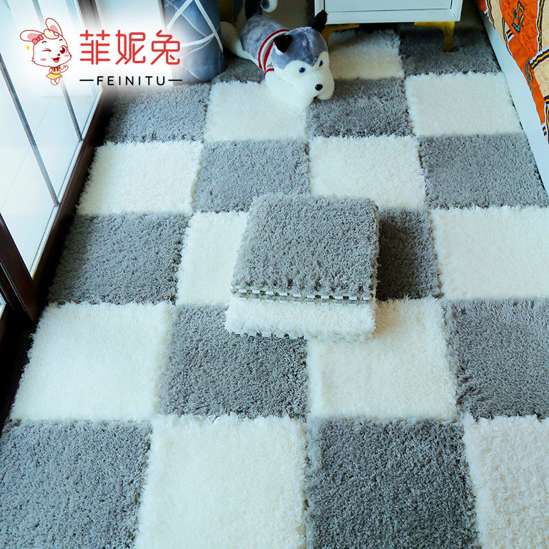 6s卧室拼接毛绒泡沫地垫房间满铺阳台床边拼接方块加厚柔软可洗地