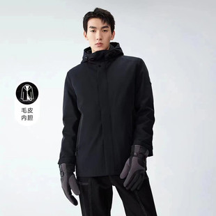 兔毛可拆卸内胆中长款 男士 新品 冬季 外套男 连帽设计毛皮服装