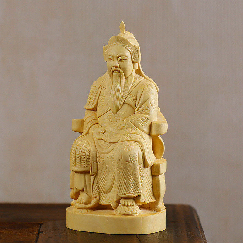 黄杨木雕真武大帝玄武雕像摆件人物圆雕传统木质工艺品家居收藏品