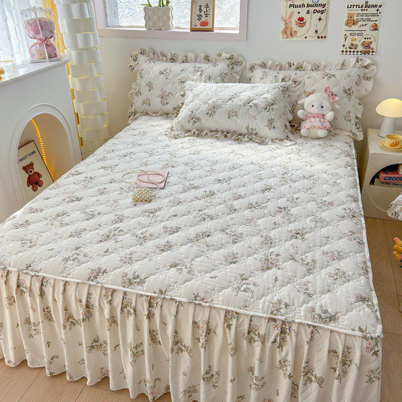 水洗棉床裙罩床罩单件纯色夹棉防尘保护套1.5米1.8床单床笠垫防滑,床上用品,床裙,淘宝优惠券,粉丝福利购,淘宝优惠卷