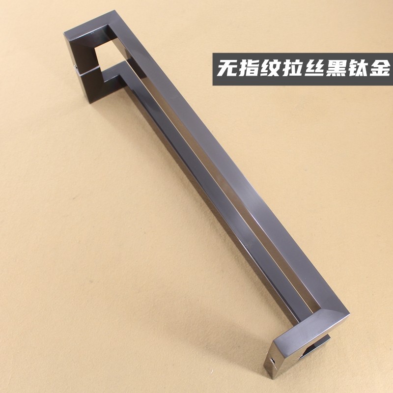 方管双弯不锈钢玻璃门亚黑大门把手拉丝玫瑰黑钛有长拉手门ktv框