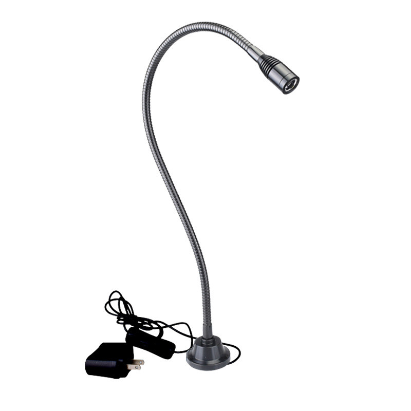 九家led机床灯3w220v小型机床灯金属软管鹅颈工作灯黑色白光