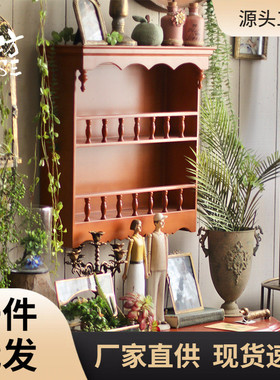 mnx2红棕色中式壁柜壁古壁挂架家居墙饰书房客厅餐厅墙面置物架复