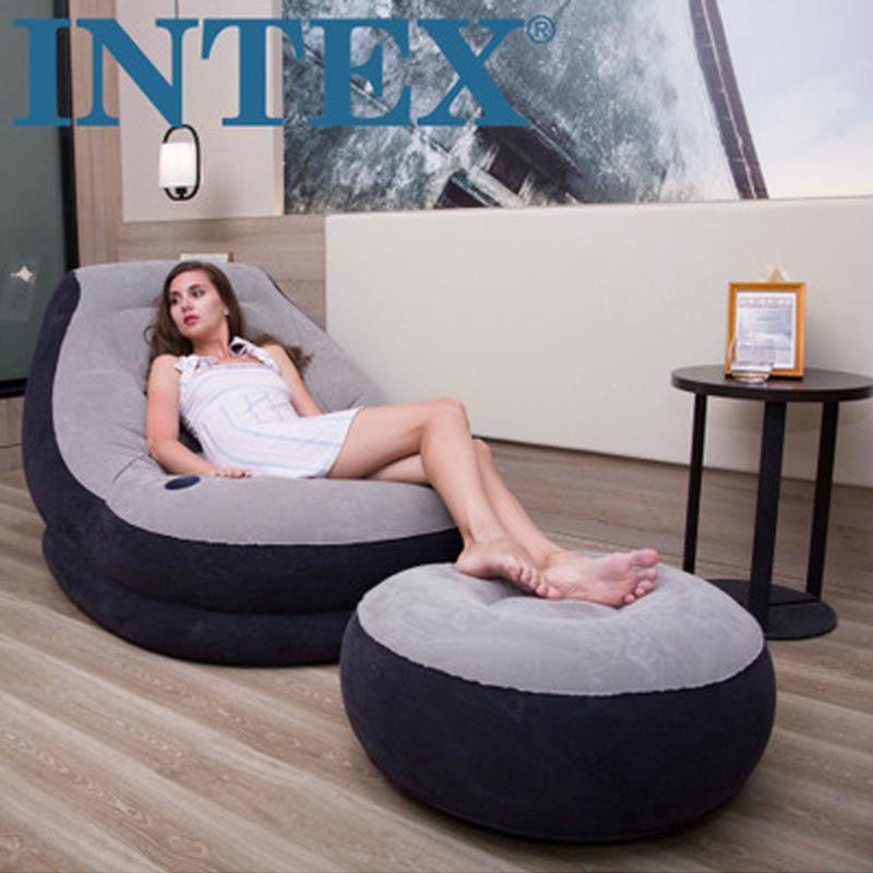 INTEX68564单人沙发懒人沙发躺椅午休贵妃椅充气沙发椅子带脚蹬