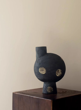 新中式现代简约几何波点客厅陶瓷装饰摆件样板房书房台面艺术家居